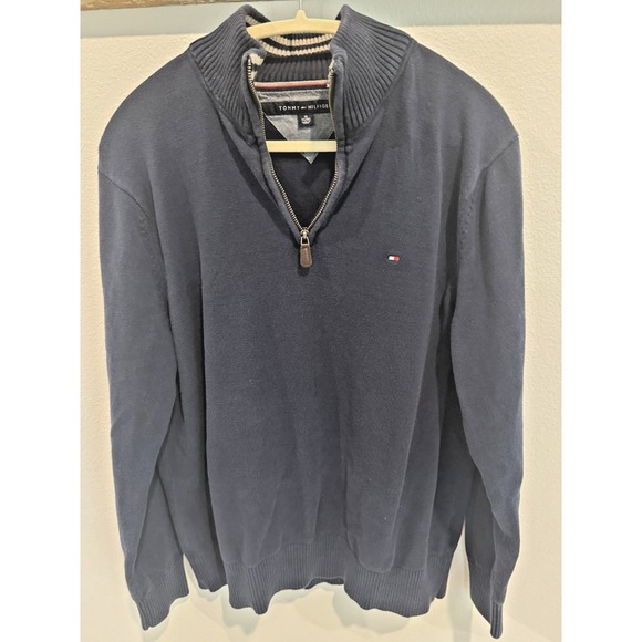 Tommy Hilfiger Other - Tommy Hilfiger Pull Over Sweater Men's XL 1/4 Zip Up Mock Neck Navy Blue